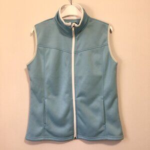 The Weather Co. Retro Ice Blue Poly-Flex High Collar Zip Up Vest Small